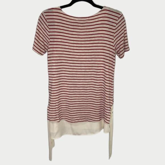 Moa Moa Striped Tunic Pink Red Nautical Short Sleeve Large - Picture 2 of 7